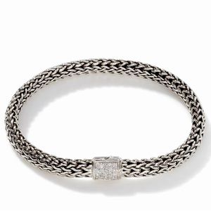 Icon Bracelet, Sterling Silver, Pavé, 6.5MM